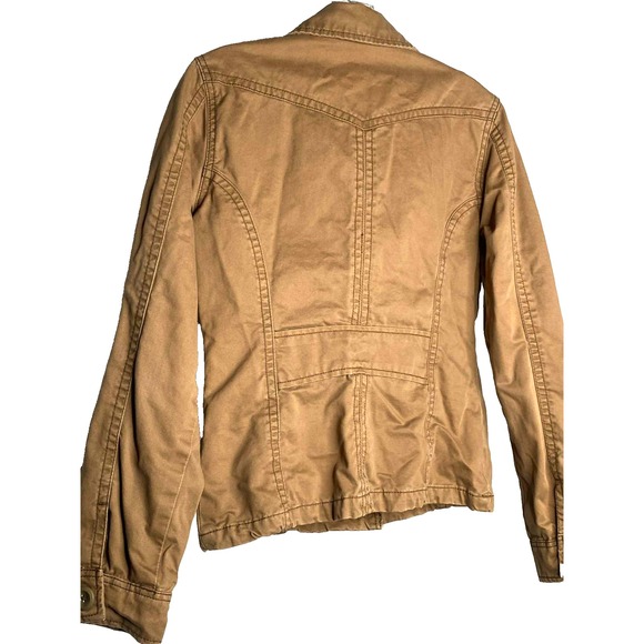 Aeropostale Vintage Womens Y2K Canvas Jacket Tan Utility Military size M Cotton - Picture 5 of 7